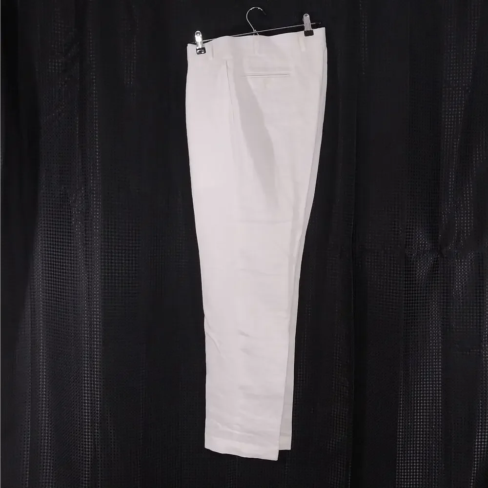 NWOT! CALVIN KLEIN! WHITE LINEN 100%, FLAT FRONT, STRAIGHT LEG PANTS! SZ 38x32